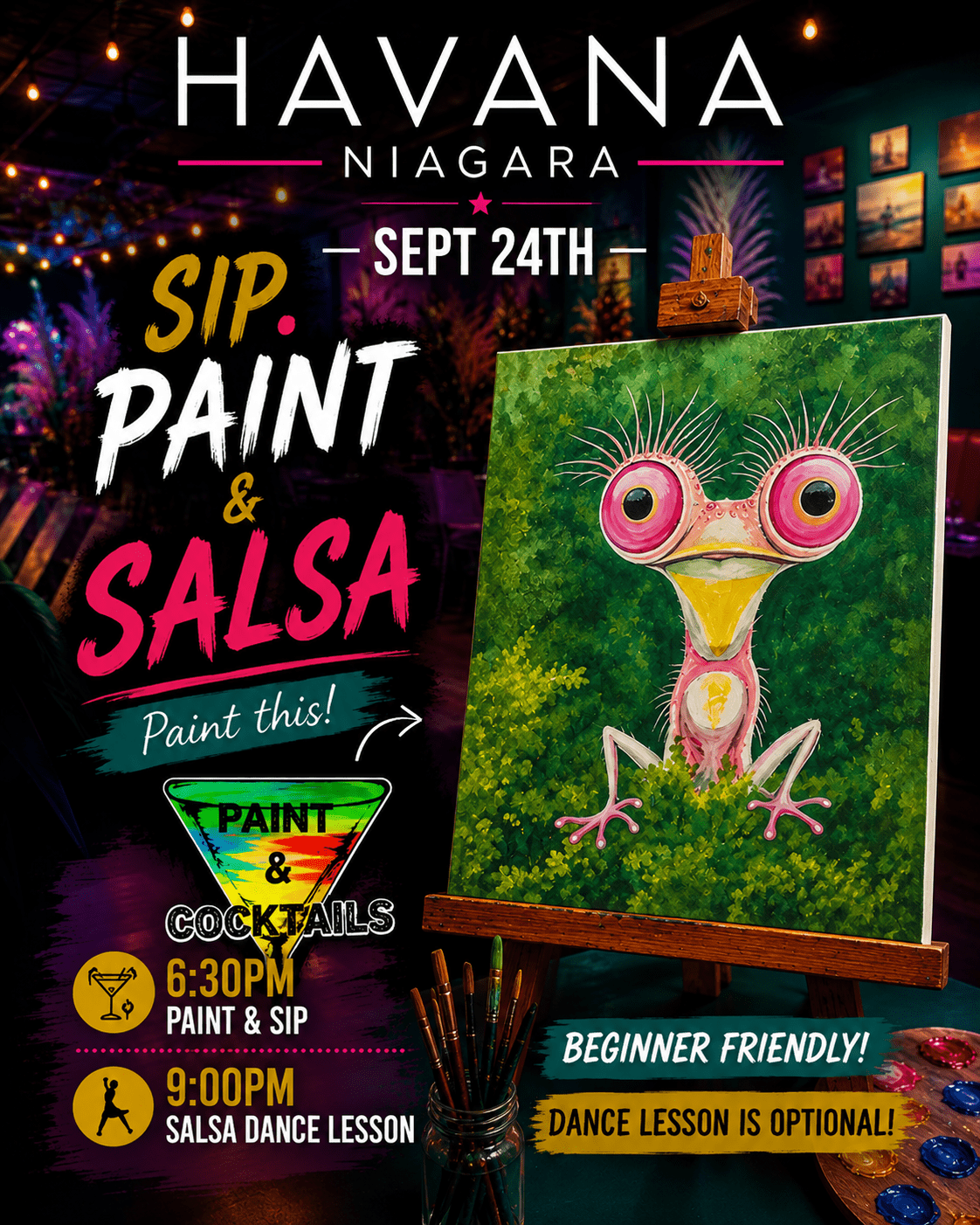 Paint & Salsa Night At Havana Niagara Restaurant, Niagara Falls - Sept 24th, 2026 "Garden Friend" - Image 1